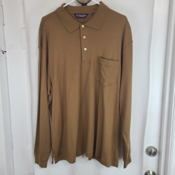 Roundtree & York Men's Classic Long Sleeve Polo Shirt, Size: XL Color: Brown - Picture 4 of 15